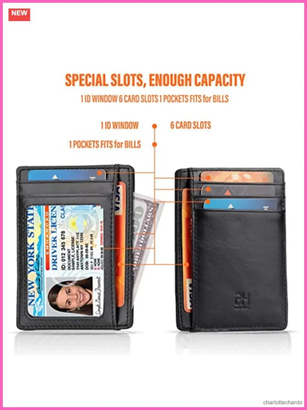 Slim RFID Blocking Leather Card Holder Wallet for Women